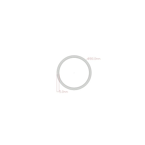 Tube rond alu diamètre 80x5 mm