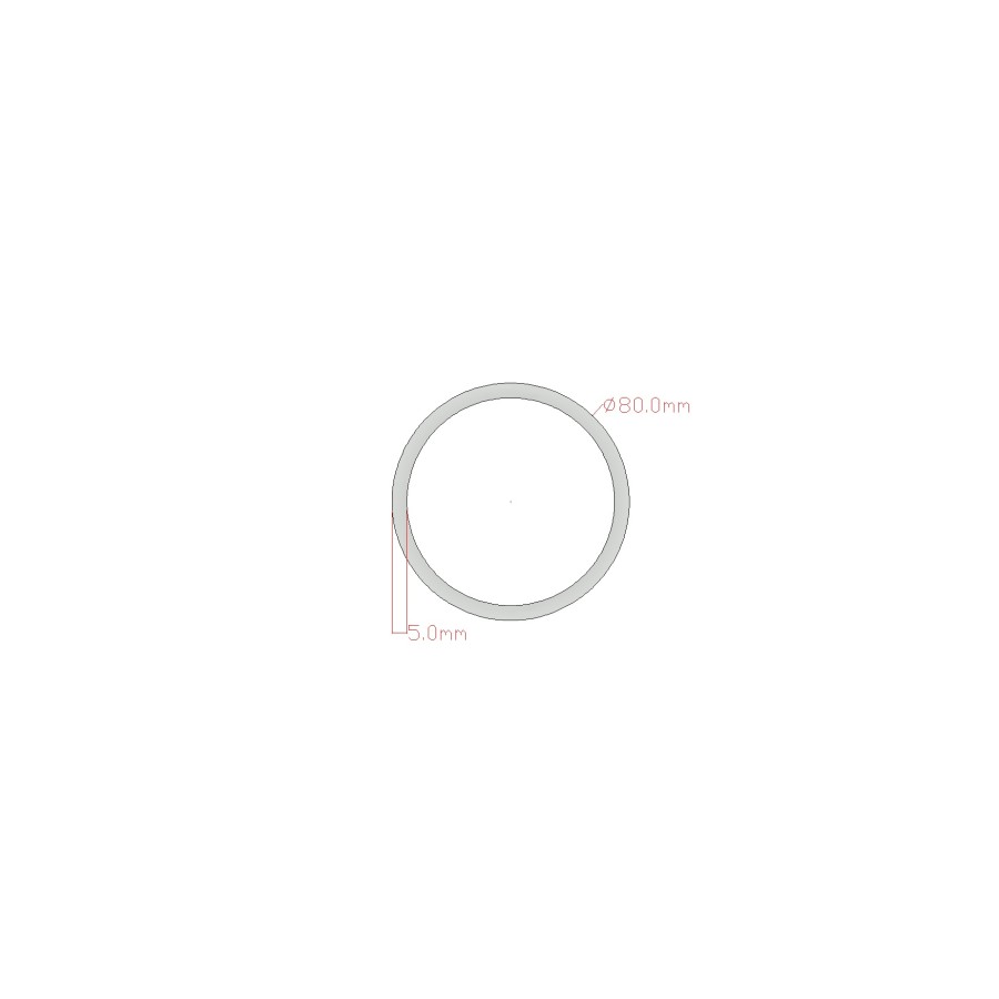Tube rond alu diamètre 80x5 mm Tube rond alu diamètre 80x5 mm