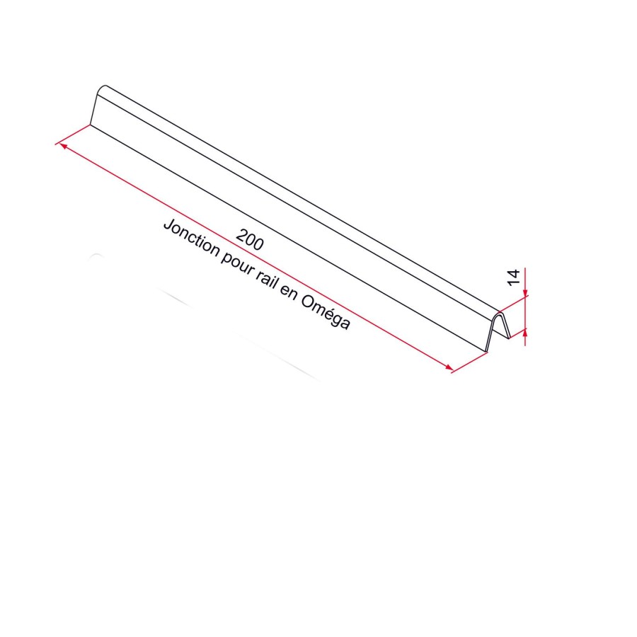 Jonction de rail de portail coulissant oméga à sertir
