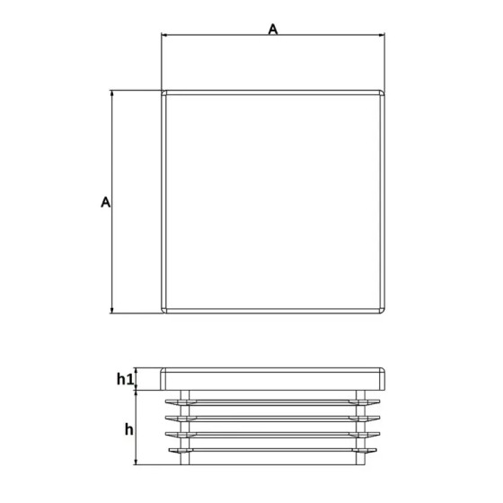 bouchon plastique pour tube carré de 110x110