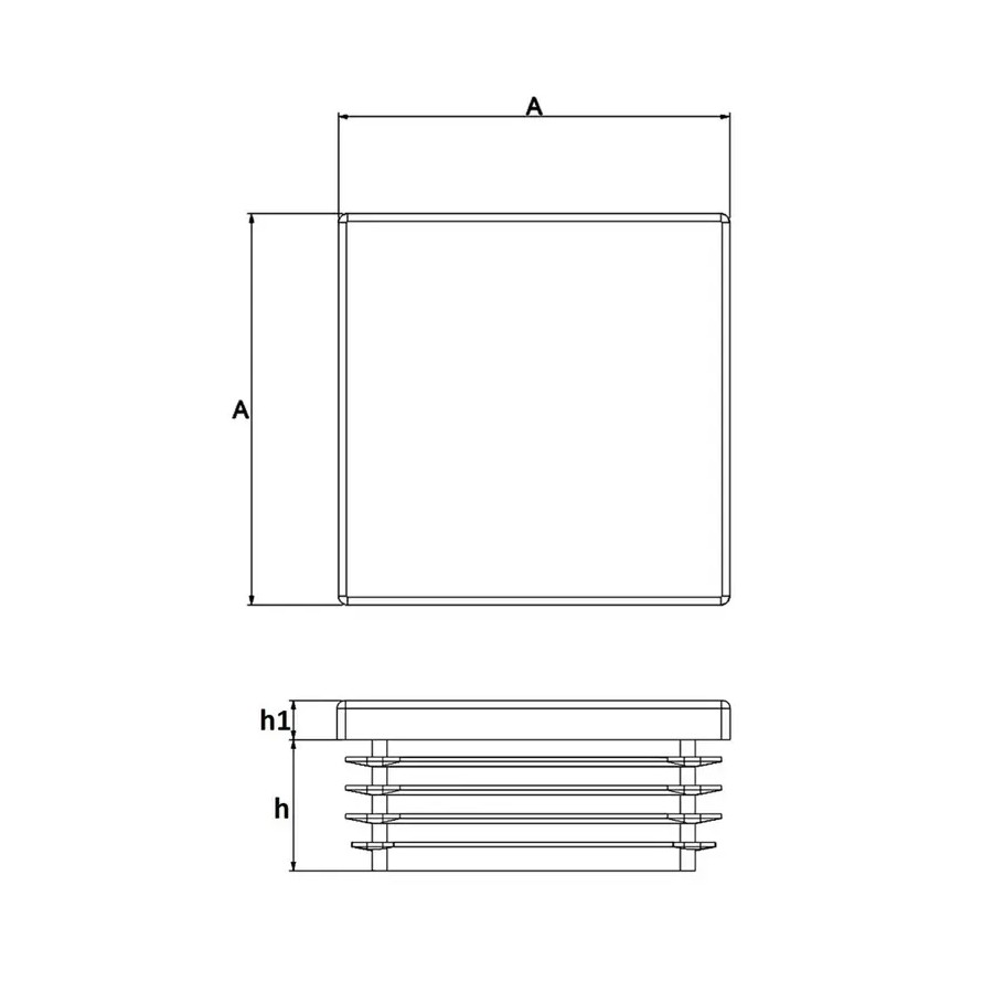 bouchon plastique pour tube carré de 110x110