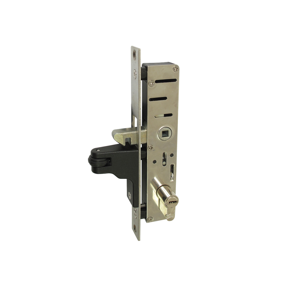 Serrure à levier à encastrer inox axe à 40 mm pour portail coulissant manuel Serrure à levier à encastrer inox axe à 40 mm pour portail coulissant manuel