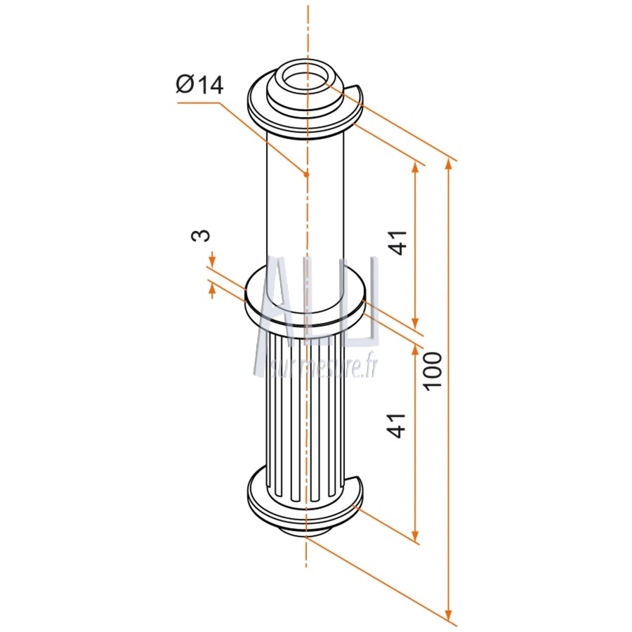 axe polyamide diamètre 14 renforcé acier pour gonds volets