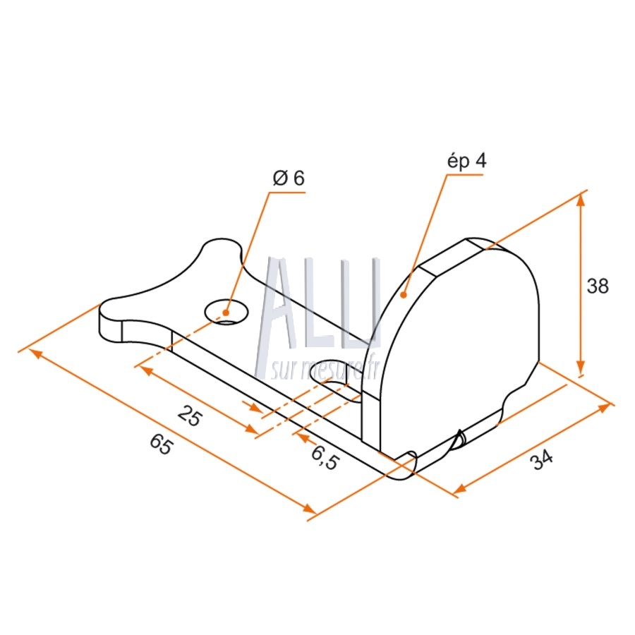 butée alu de volet haute ou basse à cheviller ( le lot de 2 pcs )