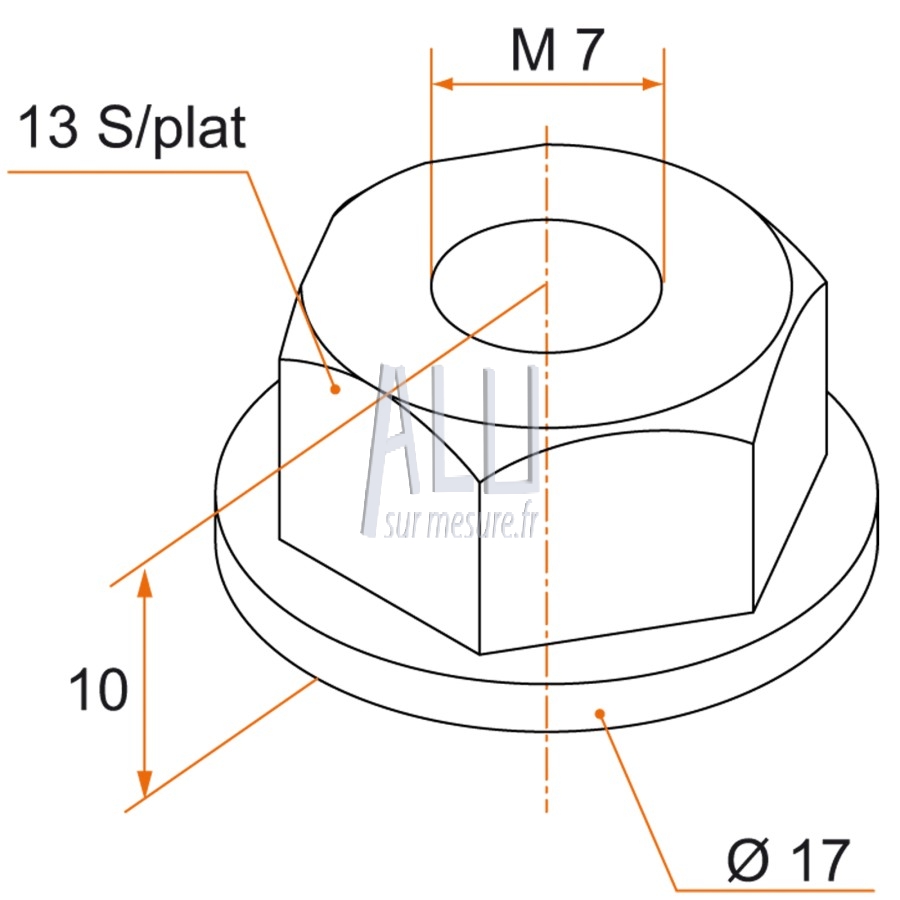 écrou débouchant M7 polyamide pour vis TRCC alu pour volet ( lot de 10 pcs )