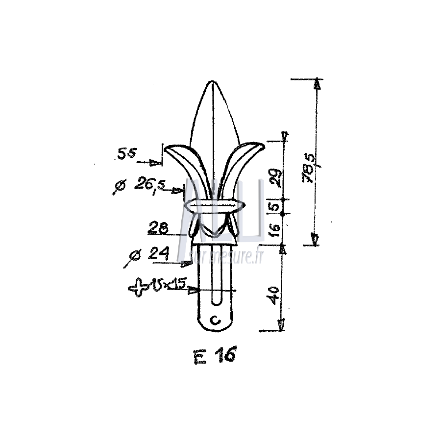fer de lance ref E 16 en aluminium pour portails et grilles