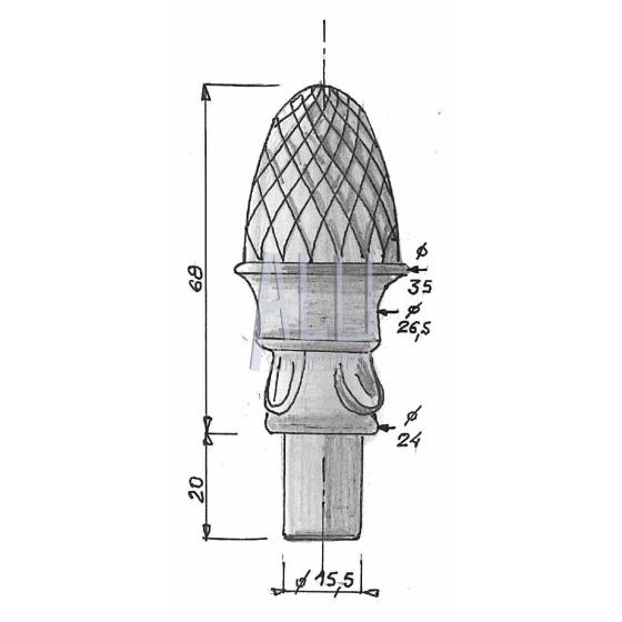 boule de lance ref 42 mdb en aluminium pour portails et grilles