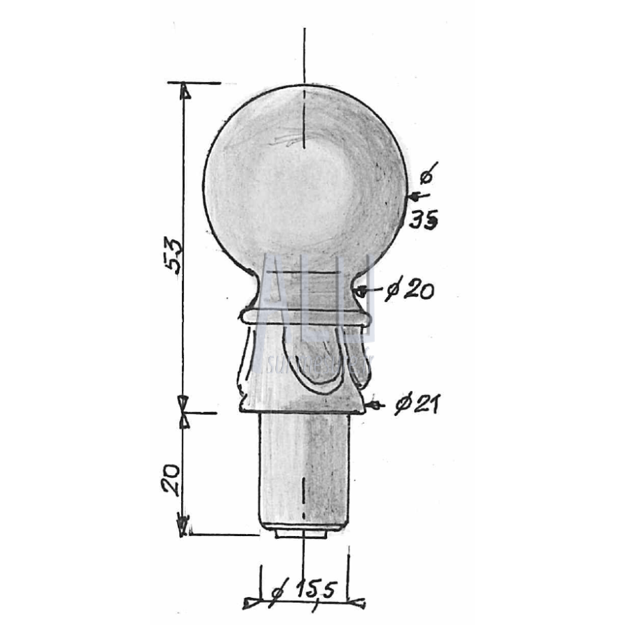 boule de lance ref 26 mdb en aluminium pour portails et grilles