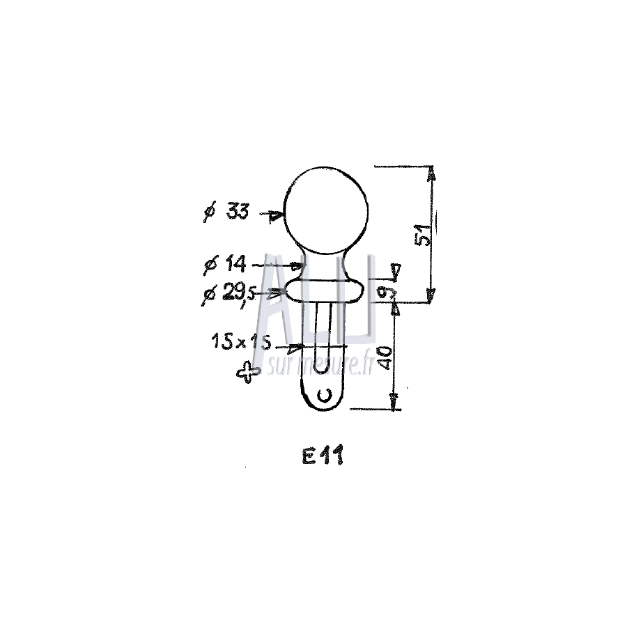 boule de lance ref E 11 en aluminium pour portails et grilles