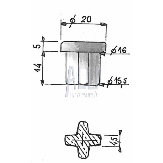 bouchon de barreaux diam 20 plat en aluminium pour portails et grilles