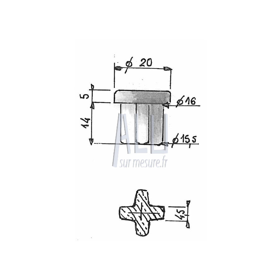 bouchon de barreaux diam 20 plat en aluminium pour portails et grilles