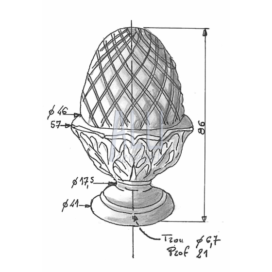 Pomme de Pin décorative en aluminium ref PM mdb