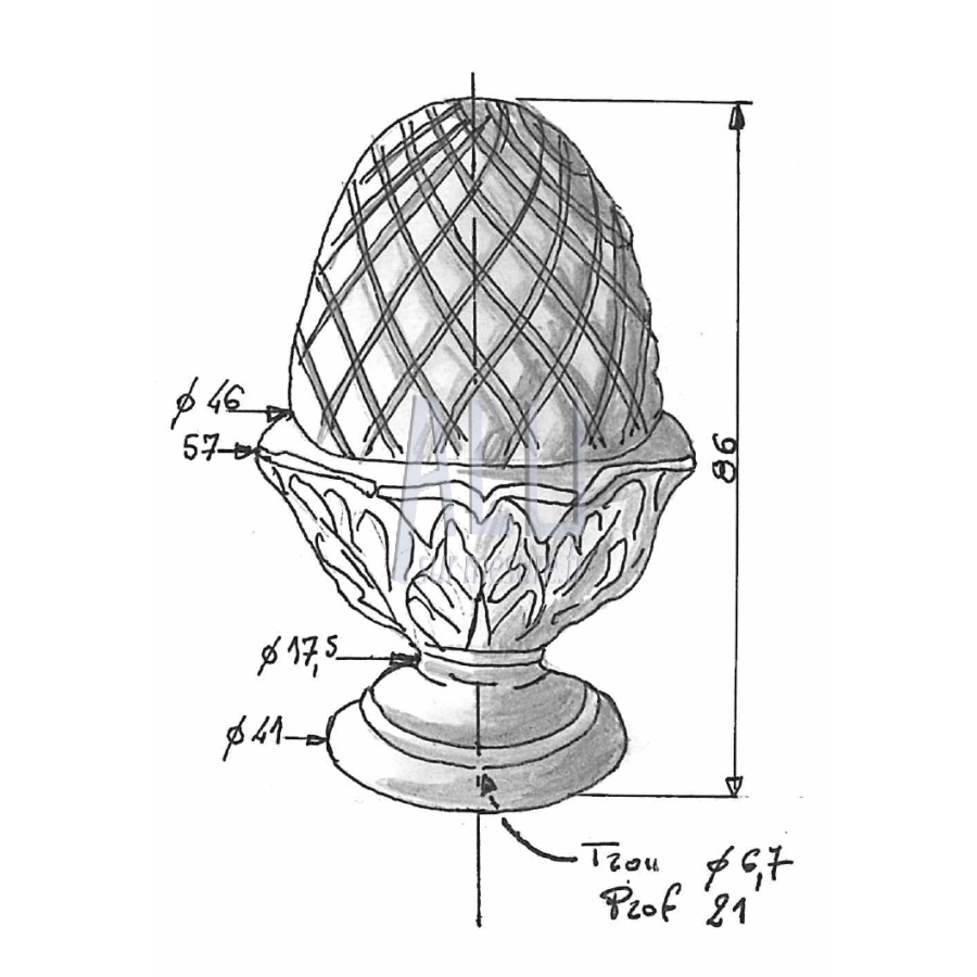 Pomme de Pin décorative en aluminium ref PM mdb