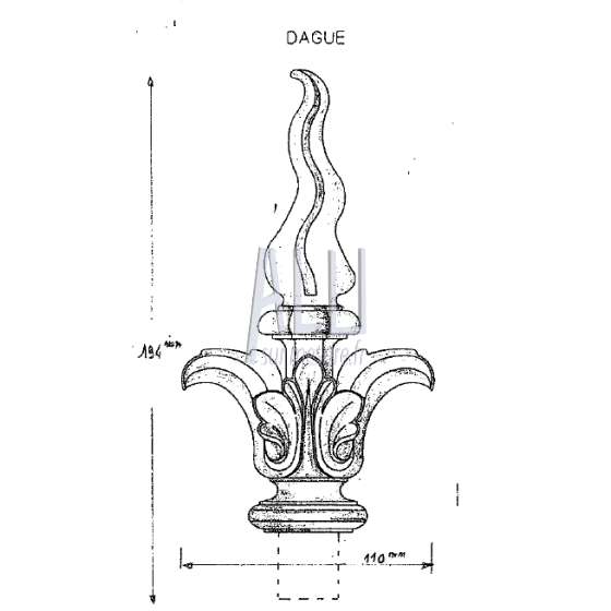 fer de lance Dague en aluminium pour portails et grilles