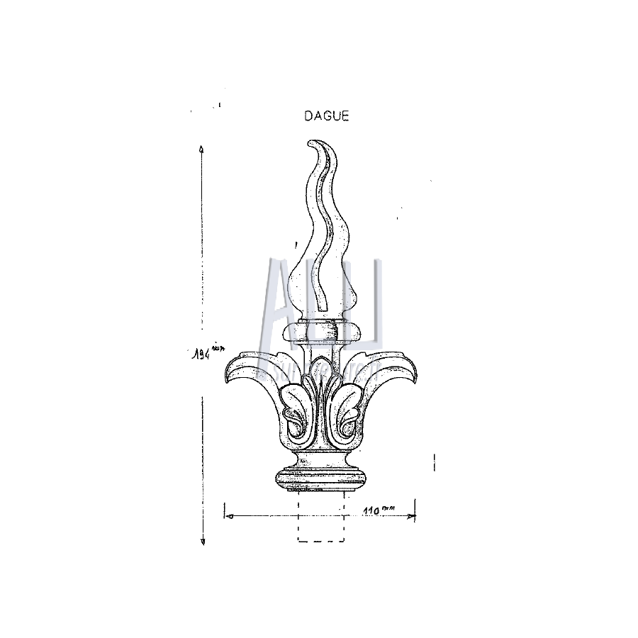 fer de lance Dague en aluminium pour portails et grilles