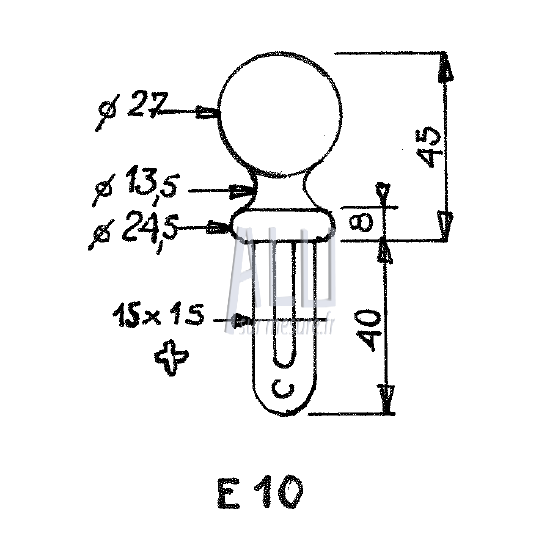 boule de lance ref E 10 en aluminium pour portails et grilles