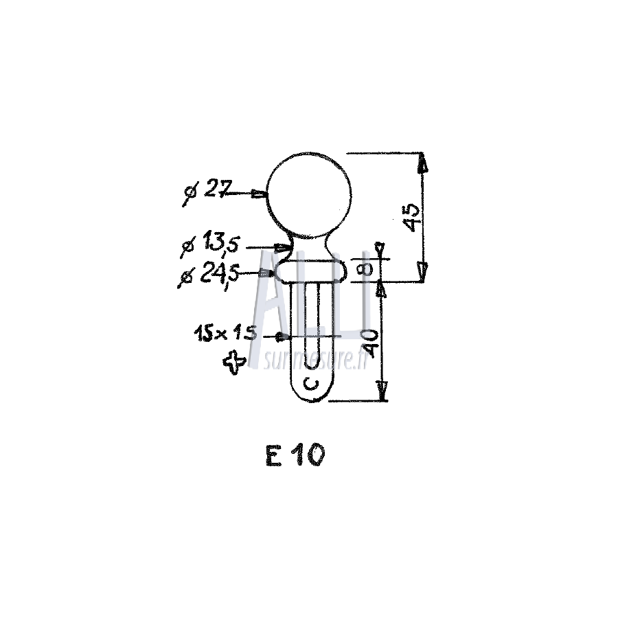 boule de lance ref E 10 en aluminium pour portails et grilles