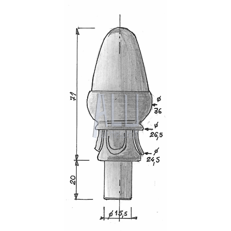 boule de lance ref 41 mdb en aluminium pour portails et grilles