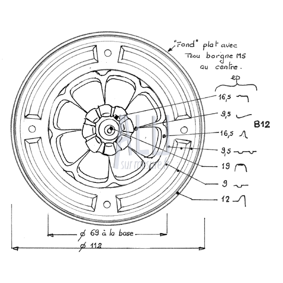 Rosace B 12 à visser en aluminium pour portails et clotures