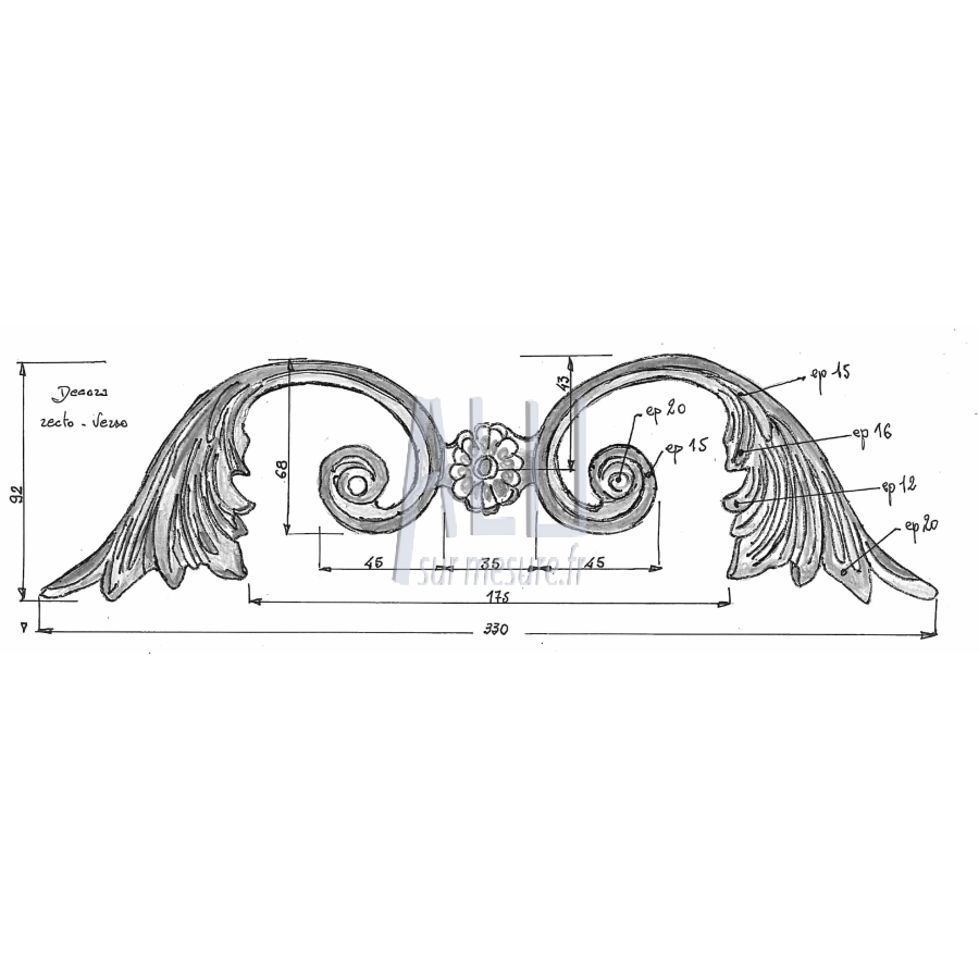 décor ailes mdb à souder en aluminium pour portails et clotures