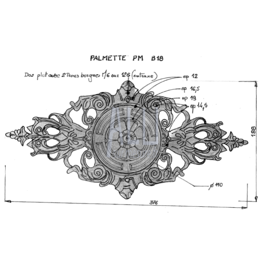 palmette B 18 à visser en aluminium pour portails et clotures