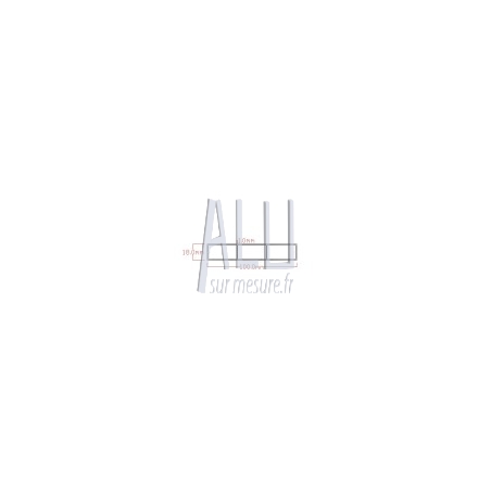 Lot de 3 Règles à maçon alu 100x18x1 mm nervurée int lg 1750 environ brut