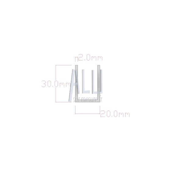 U alu 30x20x2 mm angles vifs