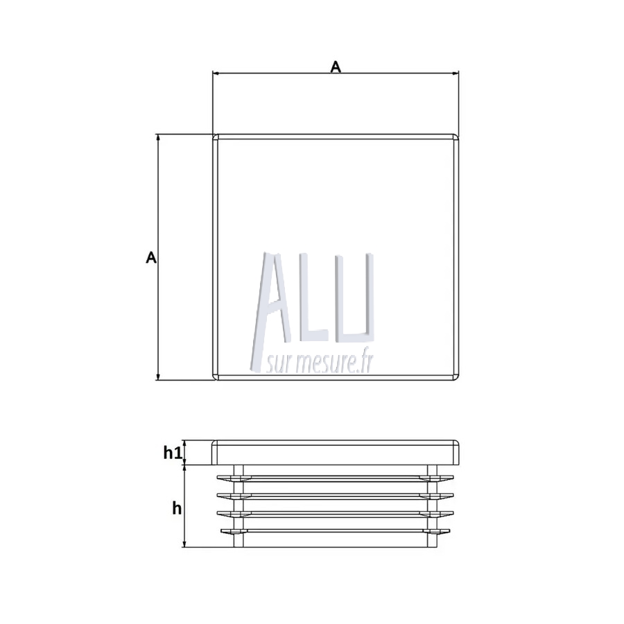bouchon plastique pour tube carré de 90x90