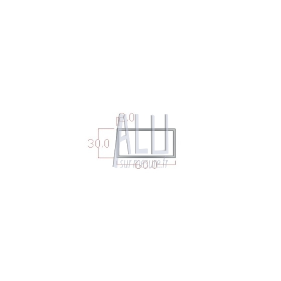 Tube rectangulaire alu 60x30x2 mm angles vifs