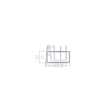 Tube rectangulaire alu 60x30x2 mm  angles vifs