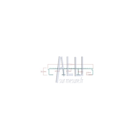 Plancher antidérapant alu 203x32x3 mm extrémité