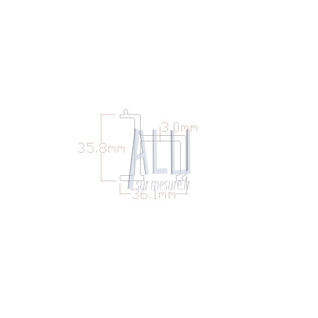 Rail alu de guidage haut portail alu 36x36x3 mm