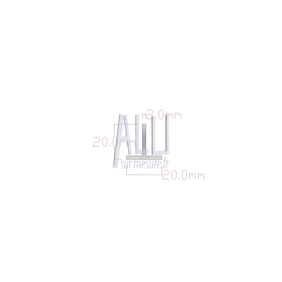 T alu 20x20x2 mm