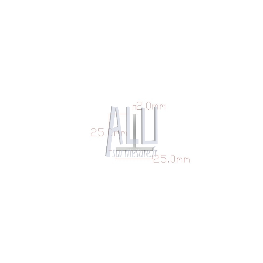 T alu 25x25x2.5 mm