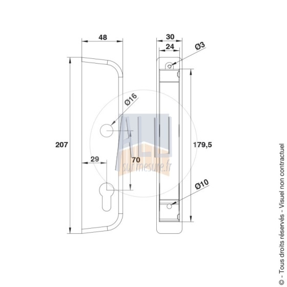 Boîtier alu pour serrure de portail