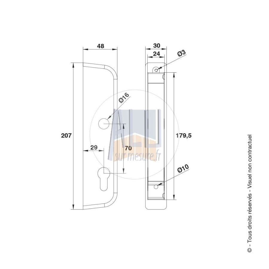 Boîtier alu pour serrure de portail