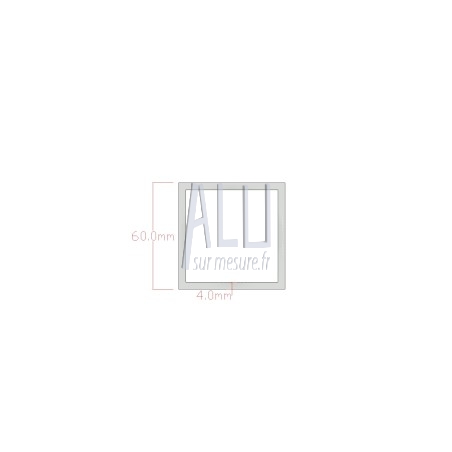 Tube carré alu 60x4 mm angles vifs
