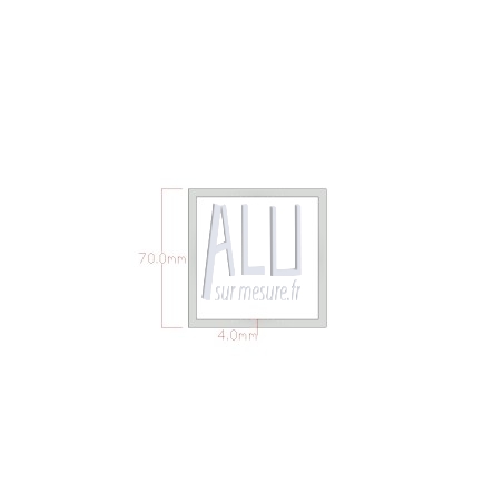 Tube carré alu 70x4 mm angles vifs