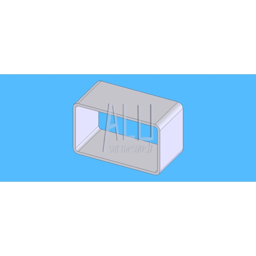 Tube Rectangulaire Aluminium 100x50 Mm - Épaisseur 2 Mm, Longueur 0,5 Mètre, Alliage 6060