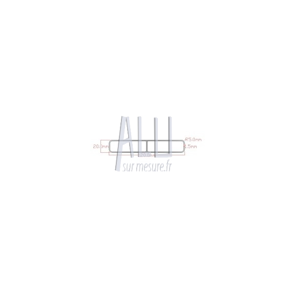 Tube rectangulaire alu 120x20x1.5 mm angles arrondis