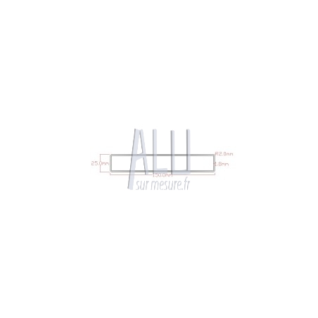 Tube rectangulaire alu 150x25x1.8 mm angles arrondis