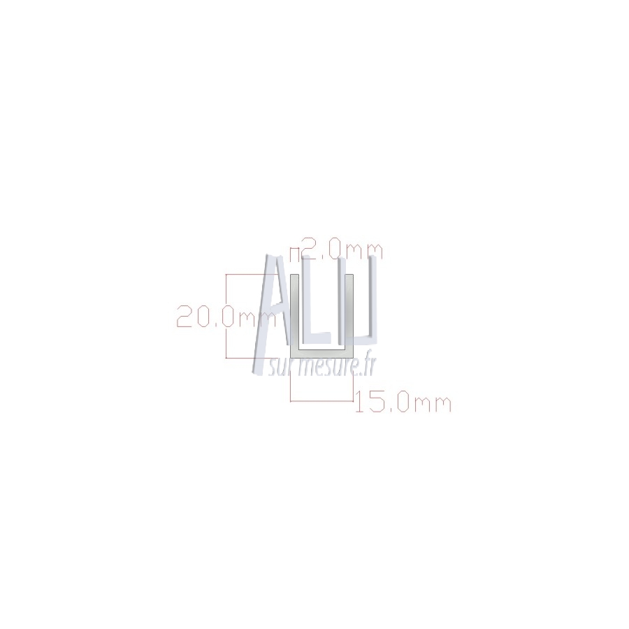 U alu 20x15x2 mm angles vifs