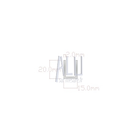 U alu 20x15x2 mm angles vifs