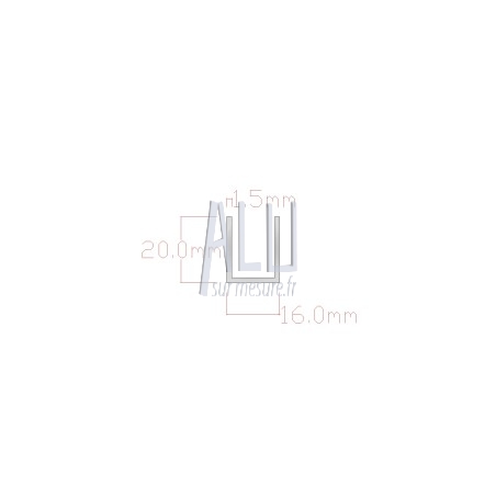 U alu 20x16x1.5 mm angles vifs