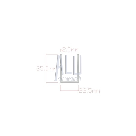 U alu 35x22.5x2 mm angles vifs