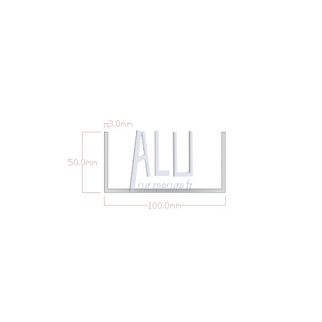 U alu 100x50x3 mm angles vifs