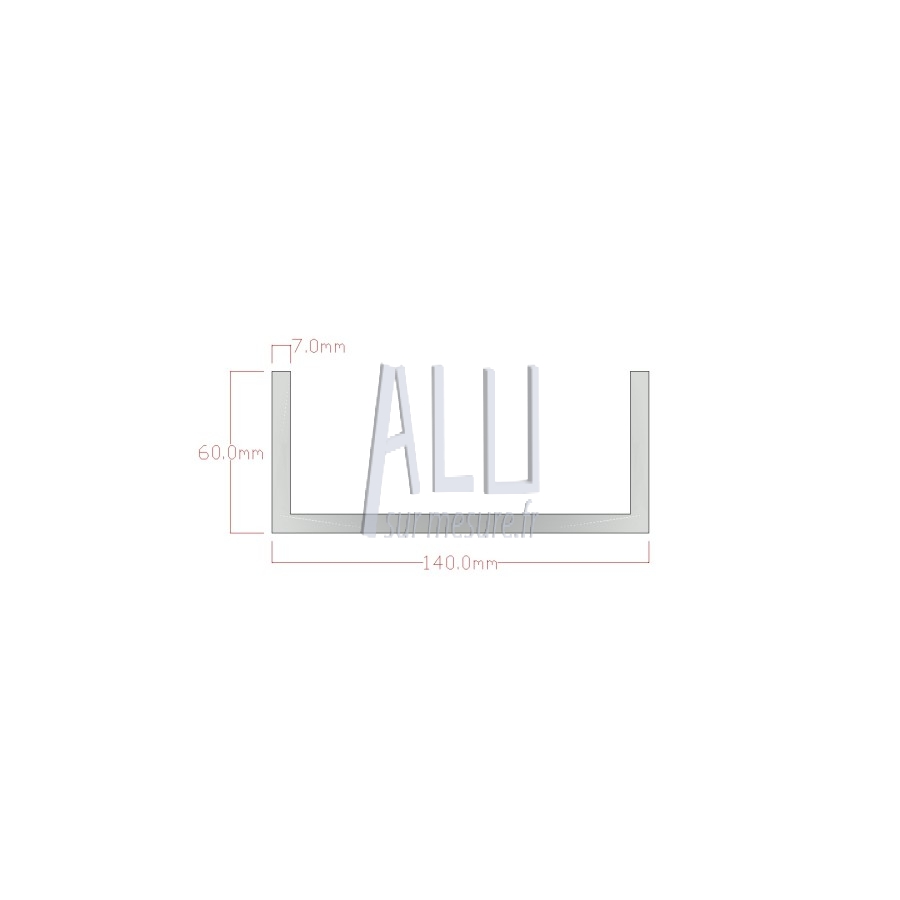 U alu 140x60x7 mm angles vifs