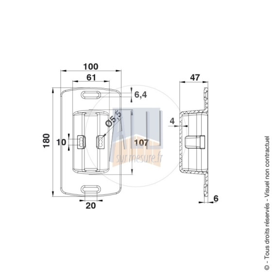 Boîtier alu réception à encastrer pour portail coulissant