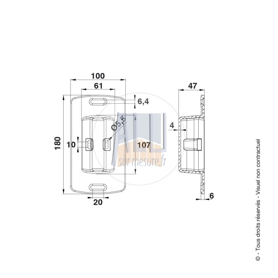 Boîtier alu réception à encastrer pour portail coulissant