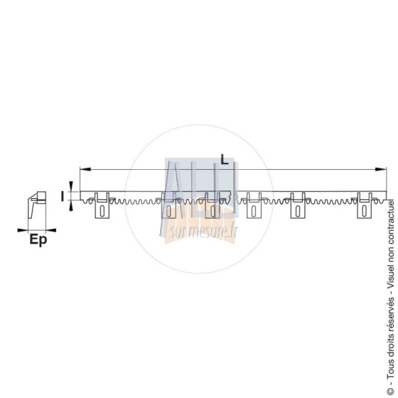 Crémaillère fibre de verre 6 attaches réglable pour portail coulissant